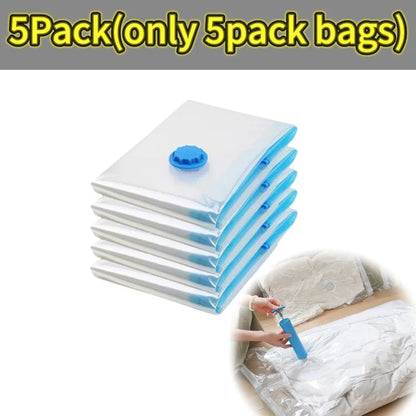 שקיות ואקום עמידות לחיסכון במקום – לאחסון בגדים, שמיכות ומצעים (1–5 יח׳)