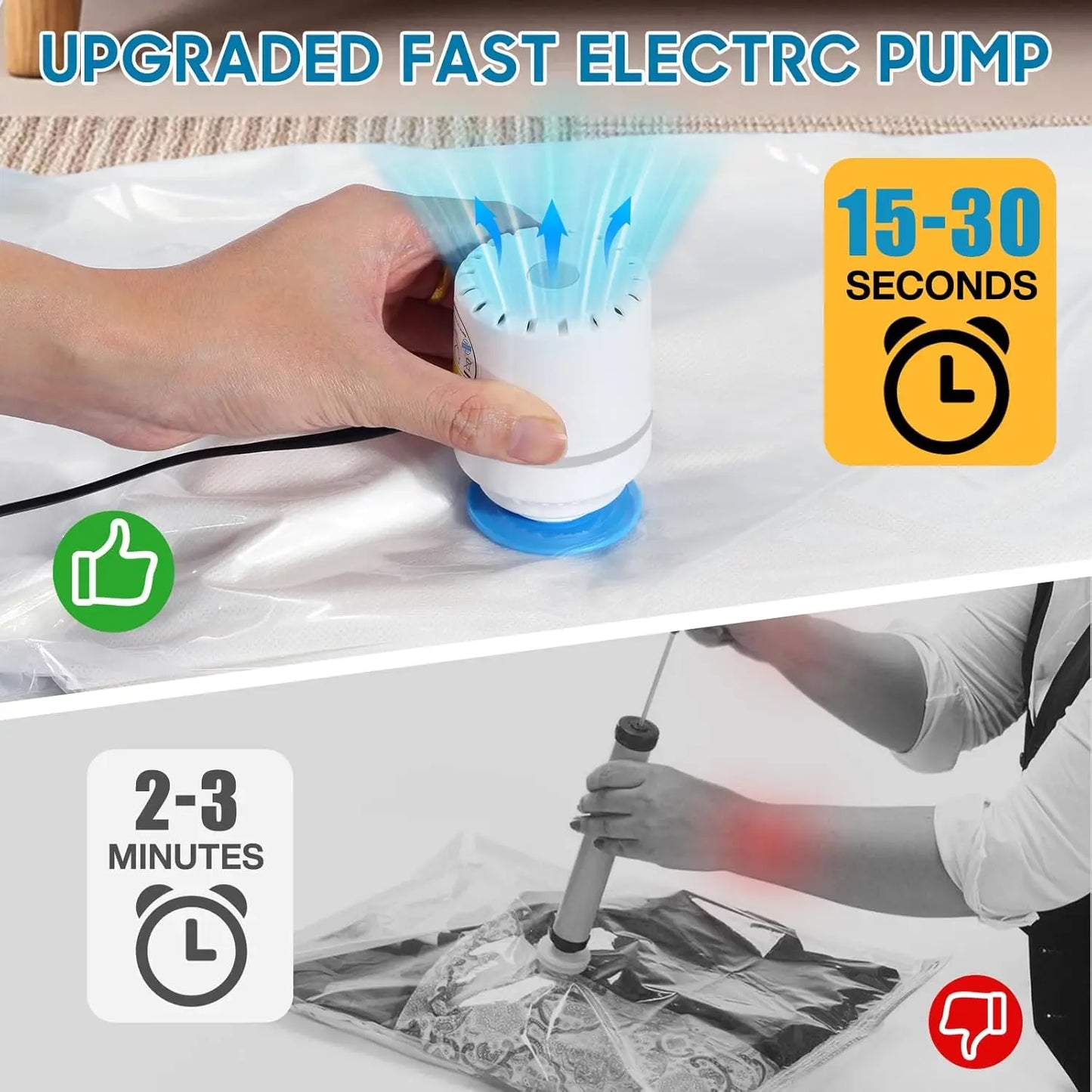 משאבת אוויר חשמלית לשקיות ואקום - פתרון מהיר לדחיסה ואחסון