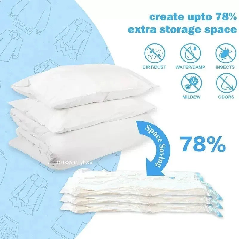 שקיות ואקום עמידות לחיסכון במקום – לאחסון בגדים, שמיכות ומצעים (1–5 יח׳)