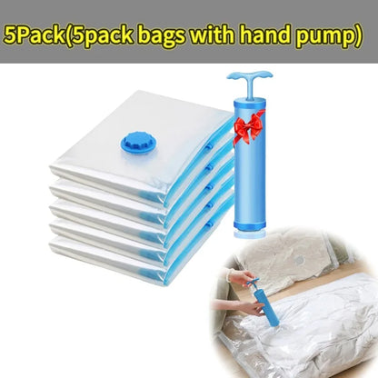 שקיות ואקום עמידות לחיסכון במקום – לאחסון בגדים, שמיכות ומצעים (1–5 יח׳)